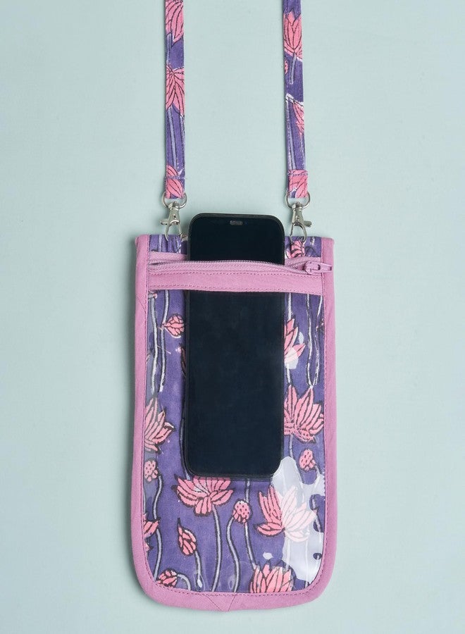 Ayuda Homes Cotton Sling Bag for Women - Floral Print Mobile Bag with Adjustable Strap,Waterproof Phone Holder Wallet & Travel Essentials (Purple) - Image 4